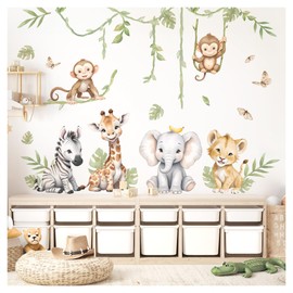 Little Deco DL5130-01 Wall Sticker Giraffe Lion Children's Room Jungle Safari Wall Sticker Zebra Animals Bedroom Wall Decoration