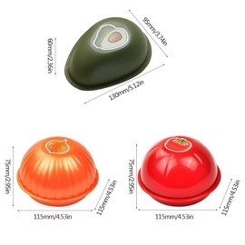 AIMALL 3 PCS Multifunctional Fresh-keeping Box Set - Avocado, Onion, Tomato Sealable Storage Bowls, 4.53" Dia.
