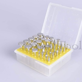 KATSU Diamond Burr Set for Rotary Tool 50PCs 3mm Shank Die Grinder Electro Plated Diamond Burr Drill Bits Set Grit #120 for Engraving Carving Grinding Polishing Sanding 124307