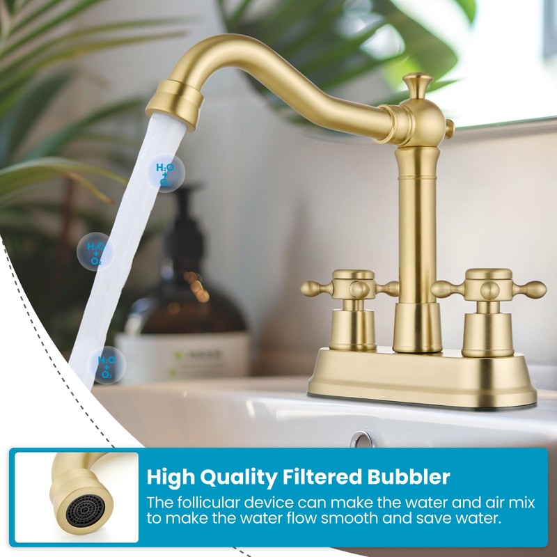 gotonovo 4 Inch Centerset Bathroom Sink Faucet with Double Cross