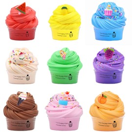 9 Pack Slime Kit - Soft and Non-Sticky Fluffy Slime Toy Stress Relief Slime Toys for Boys Girls