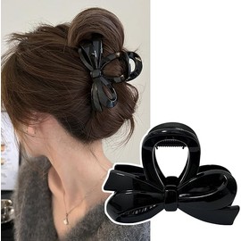 Hair Clip, Large Clip, Barrette, Hair Accessory, Ribbon, Hair Clip, Large, Adult, Cute, Ribbon, Hair Ornament, Durable, Strong, Hair Clip, Korean Style, Commuting to Work, School, 4.1 inches (10.5 cm