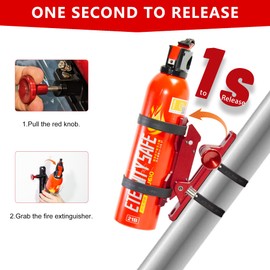 Quick Release Fire Extinguisher Mount - Aluminum Adjustable UTV Roll Bar Fire Extinguisher Holder Mounting Bracket for Jeep Wrangler TJ JK JL JKU Polaris RZR Ranger Cam-Am X3, Red