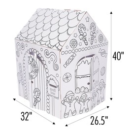 Anderson's Gingerbread Playhouse, Color and Personalize Holiday Treats, Snowflakes, Fun Canvas for Stickers, Markers, Crayons, or Paint, Fort, Tent, Reading Nook, Fold-Out Doors & Windows, Kids