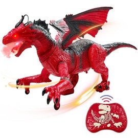 Jurassic Raptor SickleSaur Rex Remote Control Toy, Best Gift for Boys, Best Dream for Jurassic Fan's:_Fast walk Fire dragon