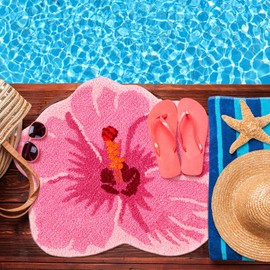 Drydiet Flower Shower Mat Summer Bathroom Rug Flower Bathroom Rug Cute Summer Door Mat Bath Mat for Kids Flower Shape Shower Mat Summer Bathroom Decoration Flower Rug Non Slip Washable Bath Rug