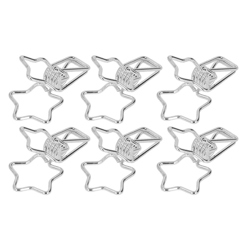 100Pcs Star Binder Clips Hollow Out Cartoon Style Strong Clamping