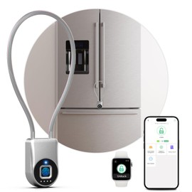 Dhiedas Fingerprint Cable Lock, Fridge Lock with Fingerprint Bluetooth APP Control, Smart Biometric Waterproof Child-Proof Refrigerator Lock for Kids & Adults Fridge French Door Cabinet Gate