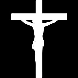 Decal Stickers of Crucifixion Cross Christian (White) (Set of 2) Luxury Weatherproof Vinyl Decal Stickers for Laptop Desktop Smartphone Car Dirt Bike Wall Room Mason Jar Bathtub - ANDstic779655WH