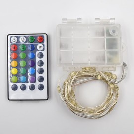 Hometown Evolution, Inc. Fairy Lights - Battery Operated with Remote - 33 Foot 100 LED Micro Lights on Silver Wire - RBG 16 Color Changing Remote Control