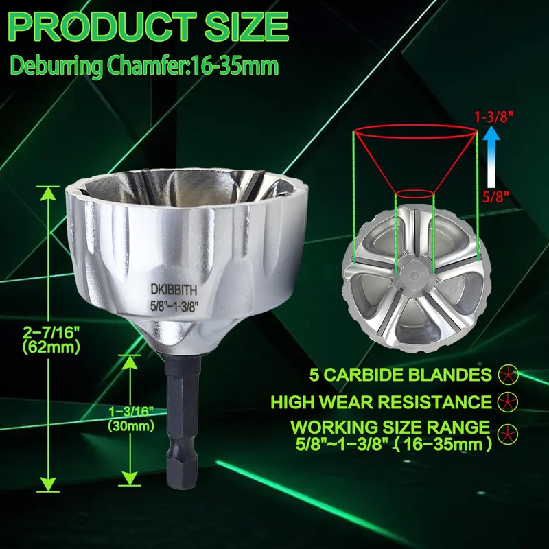 Heavy-Duty Deburring Chamfer Tool with Sharp Tungsten Carbide Blades,Fast Hex