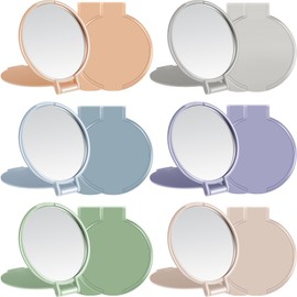 Jetec 12 Pieces Mini Folding Mirror Round Compact Mirror Portable Pocket Mirror Makeup Small Mirror Vintage Portable Travel Makeup Mirror for Women Girls (Morandi Colors)