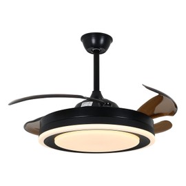 42inch Retractable Ceiling Fan with Light and Remote Control,3 Lights Color and 6 Speeds Indoor Chandelier Lighting Fixture for Living Room Bedroom