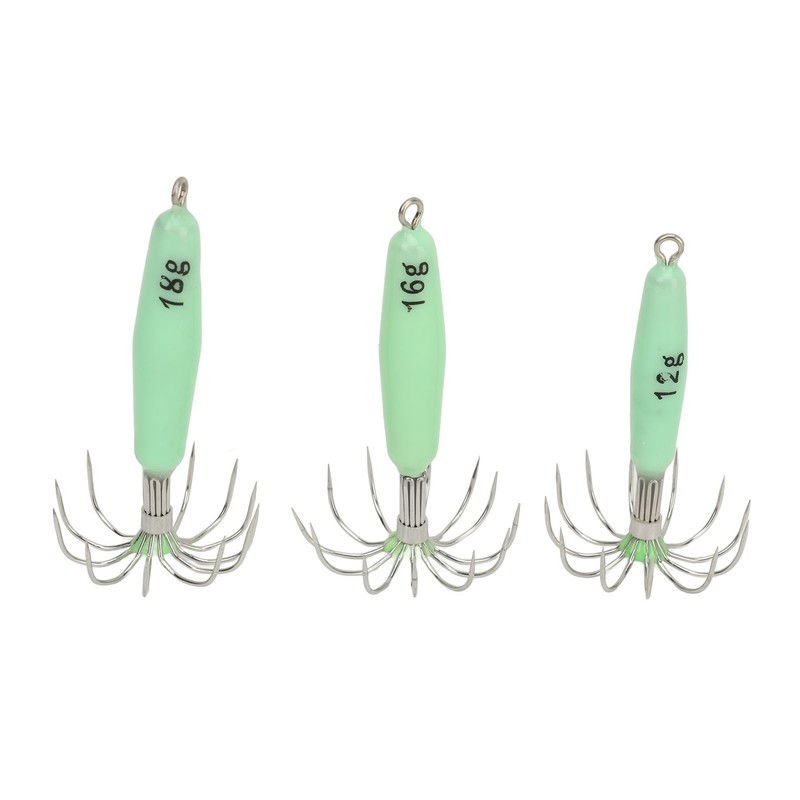 7 PCS Luminous Squid Jig 12 Hooks Stainless Steel Easy
