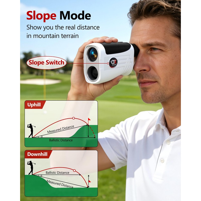 Leexox Golf Rangefinder with Slope Switch, 1200 Yards Rechargeable Range