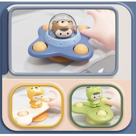 Yummy Baby 3PCS Suction Cup Spinner Toys for Girls and Boys Ages 18 Month+, Perfect for Birthday Gifts, Sensory Bath Toys for Toddlers (3 Pack) (Set 1)