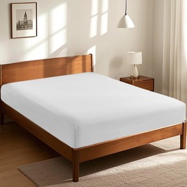 LINENOVA King Single Fitted Sheet – 100% Vintage Washed Cotton - Naturally Soft & Breathable, 40cm Deep Pocket – Natural White, 1 Piece