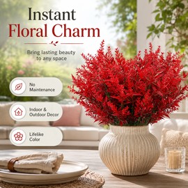 Artificial Lavender Flowers for Home & Garden Décor – 8 Lifelike UV-Resistant Bundles for Weddings and Events