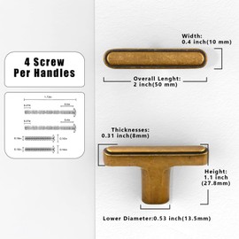 Asimerdeco 10 Pack Antique Brass Cabinet Knobs Single Hole Cabinet Pulls Round Kitchen Cabinet Knobs Drawer Knobs Dresser Knobs