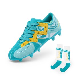 DREAM PAIRS Boys Girls Soccer Cleats Youth Firm Groud Sport Football Cleats for Little/Big Kid/Toddler,Size 4 Big Kid,Mint Green,KKUMSO2503