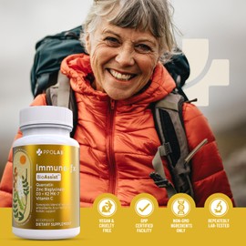 Immune-fx™ Advanced Chelated Zinc Ionophore Immune Support & Allergy Health Supplement, Quercetin 500mg, Antioxidant Vitamin C, D3, K2 MK7, Promotes DNA, Heart, Lung, Sinus Health, 60 Vegan Capsules