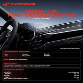 A-Premium Filtro de Aire de la Cabina 2-PC con Carbón Activado Compatible con Modelos Jeep - Wrangler 2011 2012 2013 2014 2015 2016 2017, Wrangler JK 