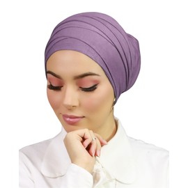 Turbante Hijab para envolver el capó cruzado para mujeres musulmanas Voile (malva)