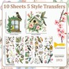 WANDIC 10 Sheets Rub On Transfer Stickers, Bees Birds Decals