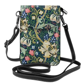 [MINIER] William Morris Smartphone Pouch, Women's, Genuine Leather, Shoulder Bag, Men's, Thin, Lightweight, Smartphone Pochette, Popular, Cute, Wallet, Mini Pouch, Crossbody Bag, Height 7.6 x Width