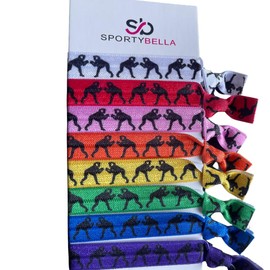 Girls Wrestling Hair Ties – No Crease Elastic Ponytail Holders – Wrestler Hair Accessories and Gifts for Female Athletes & Teams
