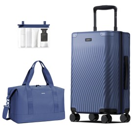 ECOHUB Hardside Expandable Carry On Luggage, Recycled PC 20" Rolling Luggage 22x14x9 Airline Approved with Spinner Wheels & TSA Lock, Lightweight Small Hardshell Travel Suitcase, 20 inch Carry-on Blue
