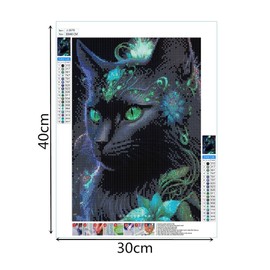 Tomoyuki 5D Diamond Art Painting Kit, DIY Diamond Painting Pictures, Diamond Rhinestone Crystal Cross Stitch Painting Painting by Numbers for Children Adults Home Wall Decoration (Black Cat)