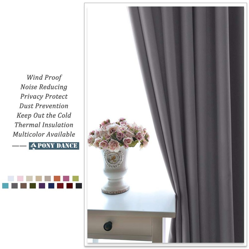 PONY DANCE Eyelet Blackout Curtain - Grey Curtains 55 x