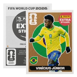 Stickers Mundial 2026 Estampa Individual Especial en Caja Acrílica Protectora Coleccionable Oficial Fútbol (VINÍCIUS JÚNIOR, Bronce 2026)