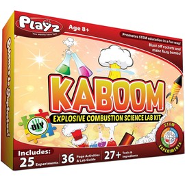 Playz Kaboom! 50+ Explosive Science Experiments Kit for Kids Age 8-12 with 25 Playz Lab Token Experiments - Chemistry Set STEM Learning & Educational Toys & Gifts for Boys, Girls, Teenagers & Kids