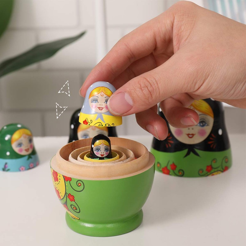 ULTNICE 5 x Wooden Russian Matryoshka Dolls for Kids