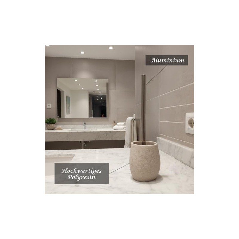 Beige Toilet Brush with Toilet Brush Set for Modern Bathroom