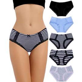 ADOVAKKER Women's Underwear Cotton Lady Full Briefs Midium Waist Hipster Panties Multipack