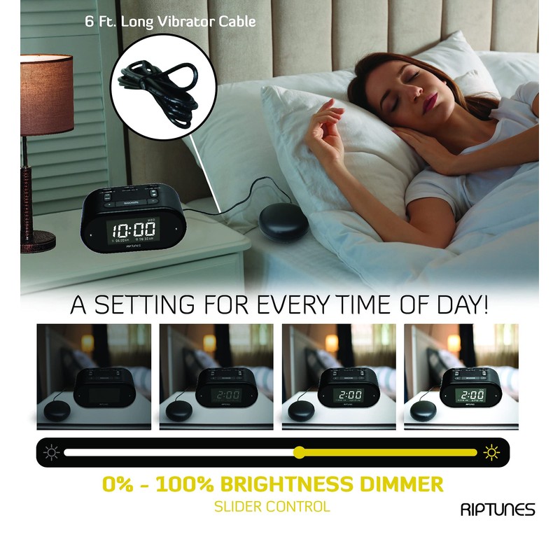 Riptunes Loud Alarm Clock with Bed Shaker for Heavy Sleepers