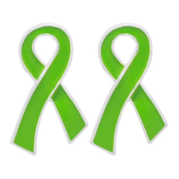 2 Pack Lime Green Ribbon Pins 1/5/25/100 for Lyme Disease,