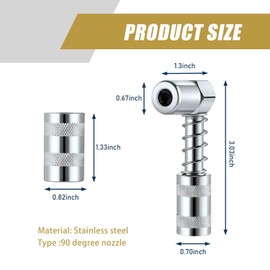 Tippwoo 1 PC Car Grease Coupler Adapter with Sleeve, Waterproof Durable Metal Vehicle Grease Nozzle Adapter, Universal Automotive Coupler Fitting Tool for Most Cars Trucks SUVs (Silver)