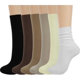 BomKinta Calf Socks for Women Thin Solid Cotton Crew Socks Casual Cute Above Ankle Socks Black Coffee Cream Khaki Light Brown White Size 9-11