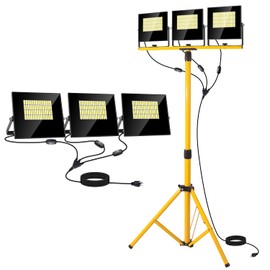 36000Lumen LED Work Lights with Stand - 3 Head Foldable Stand Work Light with 16FT Cord - IP67 Waterproof Tripod Lights for Outdoor Indoor Job Site Workshop Garage Construction Site Lighting
