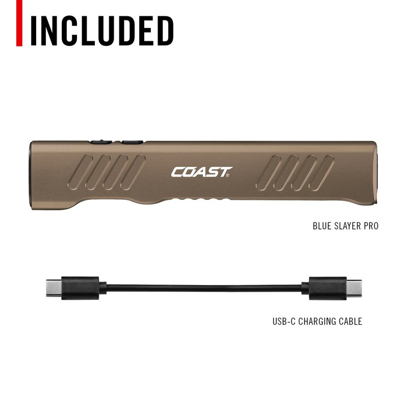 Coast Slayer 1150 Lumen USB-C Rechargeable LED Flashlight with Spot/Flood,