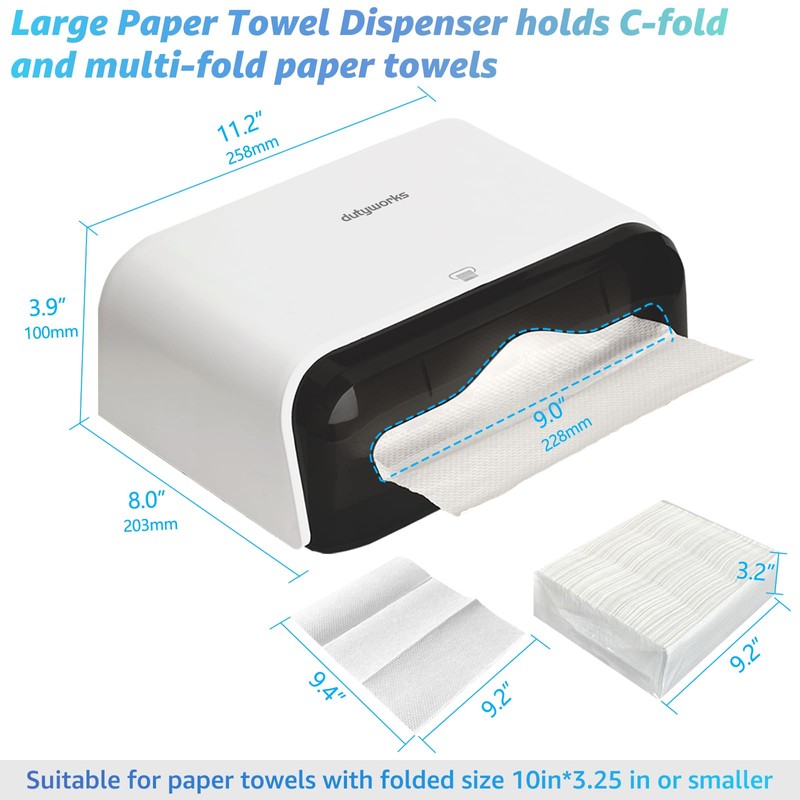 DUTYWORKS Paper Towel Dispenser Wall Mount, Multifold Paper Towel Holder