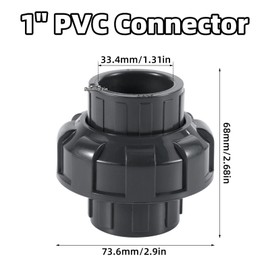 1" PVC Union Pipe Fitting, Schedule 80 Slip Socket Connector PVC-U Weather-Proof Slip Union Coupling Adapter with O-Ring Seal for Pool Irrigation Plumbing Systems