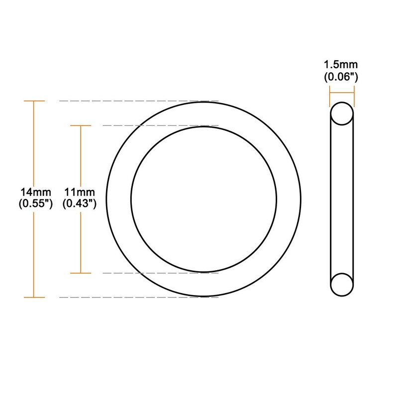 sourcing map Metric Nitrile Rubber O-Rings Seal 14 mm AD