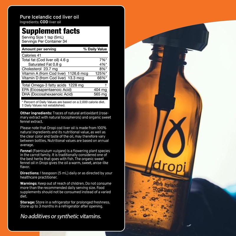 Dropi Clean Icelandic Fish Oil - 170ml (Fennel)