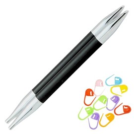 KnitPro Karbonz Interchangeable Circular Knitting Needles 5 inch, Size 3 (13cm, 3.25mm) with 10 Colorful Stitch Markers