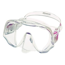Atomic Aquatics Frameless Mask for Scuba Diving and Snorkeling, Clear/Pink, Medium Fit